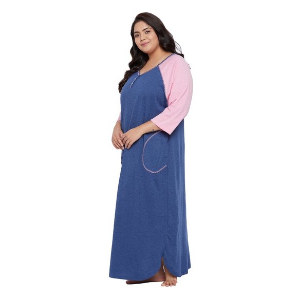 Gypsie Blue Women Nightgown with Long Sleeves Lounge Dress Maxi and Sleepwear - Picture 5 of 7